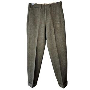 J. Press Custom Wool Trouser Pants Herringbone Plaid 33 Waist 30 Inseam Vintage